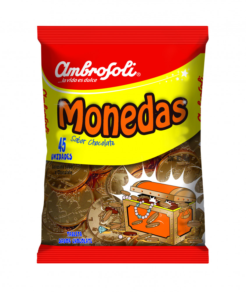 MONEDAS DE CHOCOLATE AMBROSOLI 4GR BULTO DE 32BOLSITAS DE
45UNIDADES