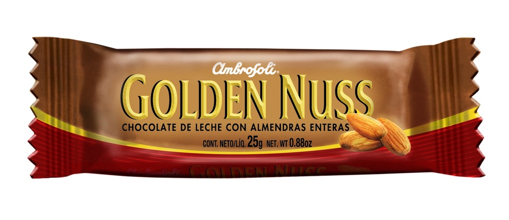 CHOCOLATE GOLDEN NUSS BULTO DE 10 DISPLAY  DE 20 UNDS DE 25GRS CADA UND