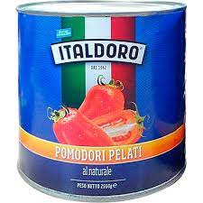 TOMATES PELADOS ITALDORO 2550GR CAJA DE  6 UNIDADES