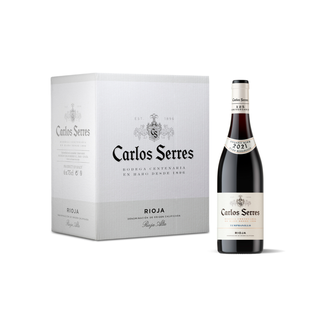 VINO CARLOS SERRES TEMPRANILLO ECOLOGICO 750ML ESPAÑOL  CAJA 6 UNDS 