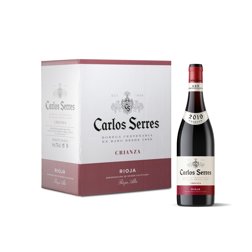 VINO CARLOS SERRES CRIANZA TINTO TEMPRANILLO 750ML ESPAÑOL  CAJA 6 UNDS 
