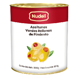 [GF01549] ACEITUNAS VERDES RELLENAS DE PIMENTON LATA 3KG CAJA DE 6