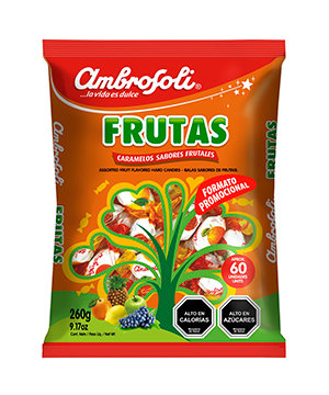 [GF01269] CARAMELO FRUTAS AMBROSOLI BULTO DE  12 BOLSAS  DE 430GRS