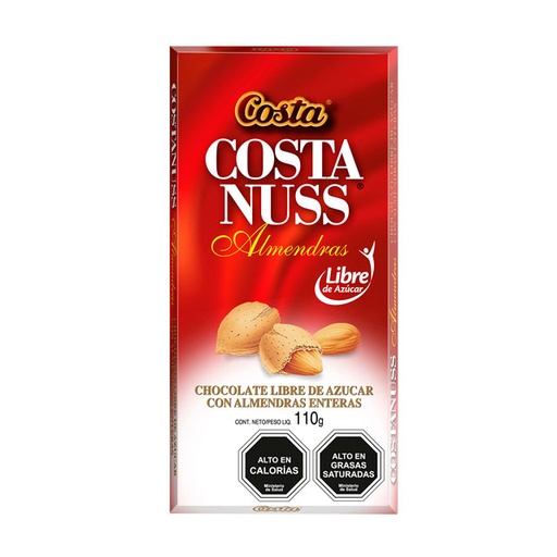 [GF01238] CHOCOLATE COSTA NUSS LIBRE AZUCAR DISPLAY DE 13UNDS 110GRS