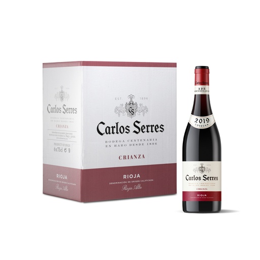 [GF01701] VINO CARLOS SERRES CRIANZA TINTO TEMPRANILLO 750ML ESPAÑOL  CAJA 6 UNDS