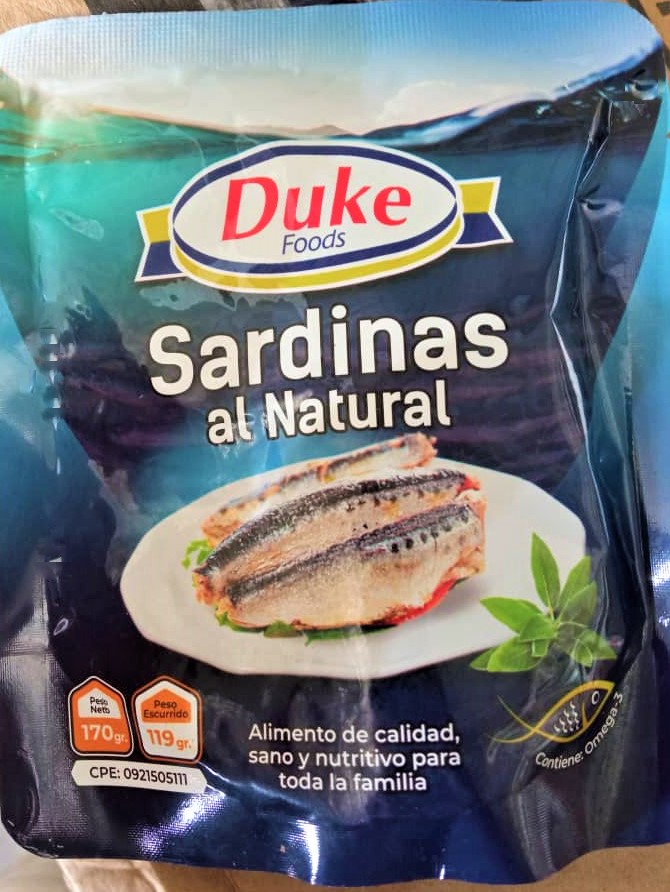SARDINA AL NATURAL 170gr DUKE (AGUA) CAJA 24UNDS