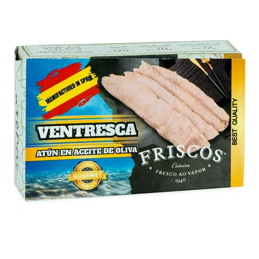 VENTRESCA DE ATUN FILETE EN ACEITE DE OLIVA 120grs CAJA 24UNDS