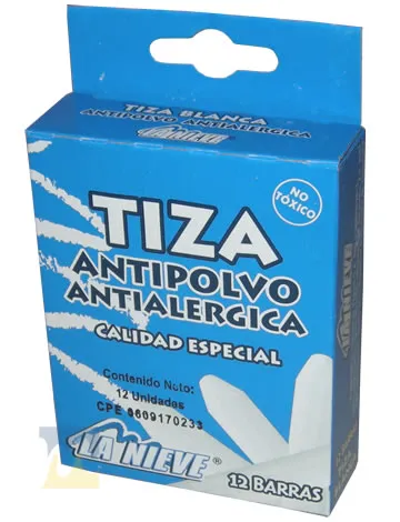 TIZA BLANCA CUADRADA NIEVE CAJITA 12unds