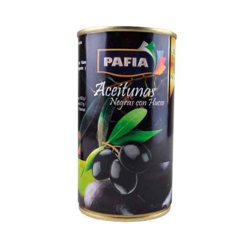 [GF00305] ACEITUNAS NEGRAS C/HUESO PAFIA 3kg BULTO DE 6UNDS