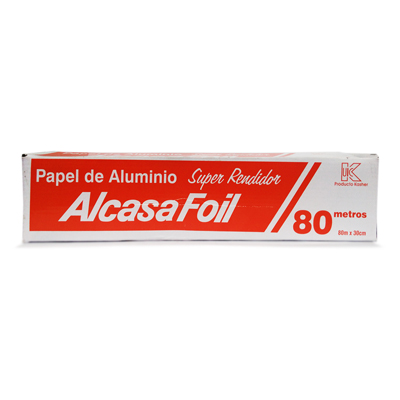 [GF01414] PAPEL ALUMINIO ALCASAFOIL sup. rend 80MTS BULTO DE 6UNDS