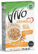 [GF01533] VIVO GRANOLA MIEL & ALMENDRAS 370GR CAJA 12 UNDS